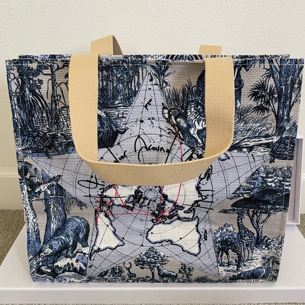 Dior Around the World Straw Tote